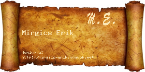 Mirgics Erik névjegykártya